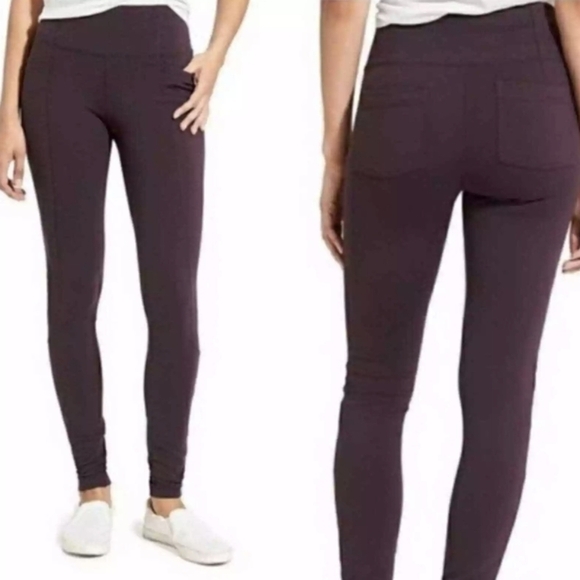Athleta Metro High Waist Leggings Plum Pockets Womens Size Medium Casual - Picture 1 of 8